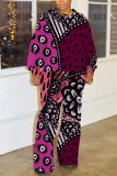 Green Graphics Print O Neck Long Sleeve Sweatshirt And Wide Leg Pants Casual Sportwear Plus Size Two Pieces Jogger Sets