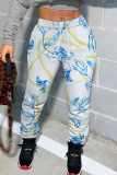 Brown Graphics Print High Waist Casual Skinny Pants