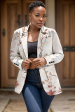Multicolor Graphics Print Buttons Turn-back Collar Long Sleeve Formal Office Casual Blazer Jackets