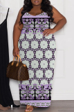 Orange Graphics Print Backless Sleeveless Spaghetti Strap Floor Length Long Baggy Vacation Maxi Slip Dresses