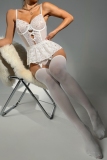 Red Lace Patchwork Hollow Out See-Through Backless Lingerie