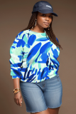 Multicolor Graphics Print O Neck Long Sleeve Fall Winter Casual Sweatshirt Tops