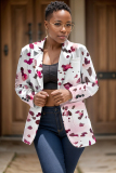 Multicolor Graphics Print Buttons Turn-back Collar Long Sleeve Formal Office Casual Blazer Jackets