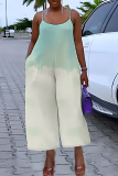 Dark Grey Graphics Print Backless Sleeveless Spaghetti Strap Casual Cami Wide Leg Jumpsuits