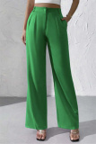 Claret High Waist Pocket Casual Formal Office Lady Wide Leg Suit Pants