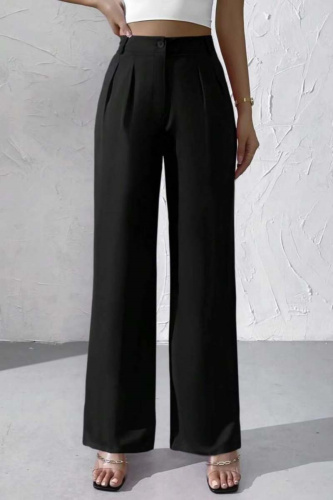 Claret High Waist Pocket Casual Formal Office Lady Wide Leg Suit Pants