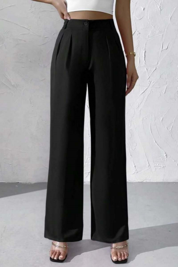 Claret High Waist Pocket Casual Formal Office Lady Wide Leg Suit Pants