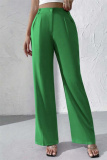 Claret High Waist Pocket Casual Formal Office Lady Wide Leg Suit Pants