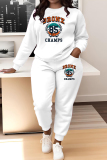Multicolor Letter Print O Neck Long Sleeve Sweatshirt And Skinny Pants Sportwear Casual Two Pieces Tracksuit Sweatpants Set