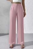 Claret High Waist Pocket Casual Formal Office Lady Wide Leg Suit Pants