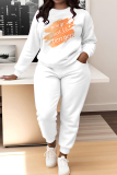 Sky Blue Floral Print O Neck Long Sleeve Sweatshirt And Skinny Pants Sportwear Casual Two Pieces Tracksuit Sweatpants Set