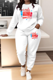 Multicolor Letter Print O Neck Long Sleeve Sweatshirt And Skinny Pants Sportwear Casual Two Pieces Tracksuit Sweatpants Set