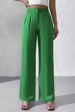 Claret High Waist Pocket Casual Formal Office Lady Wide Leg Suit Pants