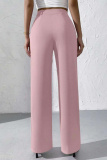 Claret High Waist Pocket Casual Formal Office Lady Wide Leg Suit Pants