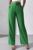 Claret High Waist Pocket Casual Formal Office Lady Wide Leg Suit Pants