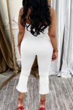 Black Backless Sleeveless Halter Tops And Skinny Pants Casual Two Pieces Trouser Sets