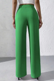 Claret High Waist Pocket Casual Formal Office Lady Wide Leg Suit Pants