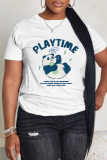 White Green Casual Graphics Letter Print O Neck Short Sleeve Oversize Graphics T-Shirts