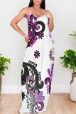 Multicolor National Totem Print Sleeveless O Neck Casual Vacation Baggy Sundress Maxi Slip Dresses