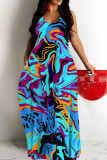 Striped Skull Head Print Sleeveless O Neck Casual Vacation Baggy Sundress Maxi Slip Dresses