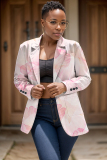 Multicolor Ombre Graphics Print Buttons Cardigan Turn-back Collar Long Sleeve Casual Formal Office Blazer Jackets