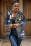 Multicolor Ombre Graphics Print Buttons Cardigan Turn-back Collar Long Sleeve Casual Formal Office Blazer Jackets