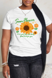 White Yellow Casual Graphics Letter Print O Neck Short Sleeve Oversize Graphics T-Shirts