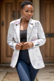 Multicolor Ombre Graphics Print Buttons Cardigan Turn-back Collar Long Sleeve Casual Formal Office Blazer Jackets