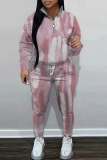 Multicolor Graphics Print Zipper Collar Long Sleeve Sweatshirt And Pants Casual Sportwear Two Pieces Jogger Sets