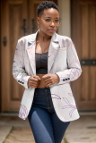 Multicolor Ombre Graphics Print Buttons Cardigan Turn-back Collar Long Sleeve Casual Formal Office Blazer Jackets