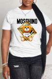 White Green Casual Graphics Letter Print O Neck Short Sleeve Oversize Graphics T-Shirts