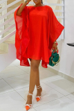 Red O Neck Batwing Sleeve Irregular Formal Evening Party Prom Wedding Guest Mini Dresses