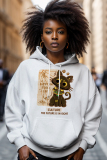 Dark Brown Graphics Print Long Sleeve Draw String Pocket Casual Fall Winter Hooded Sweatshirt