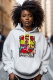 Dark Brown Graphics Print Long Sleeve Draw String Pocket Casual Fall Winter Hooded Sweatshirt