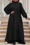 Red Cable Knit Turtleneck Balloon Sleeves Winter Long Sweater with Tulle Layered Hem Maxi Skirt Two Piece Dress Set