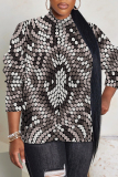 Yellow Graphics Print Turtleneck Long Sleeve Casual Fall Winter Knitted Sweater Tops