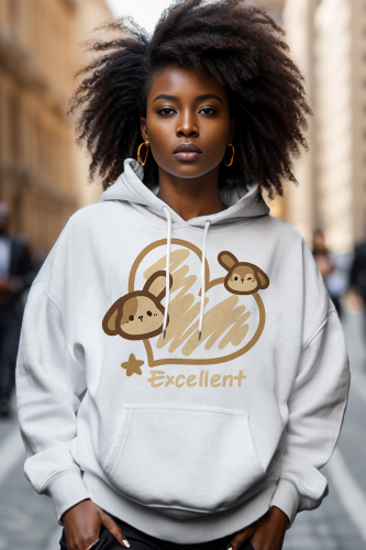 White Letter Love Print Long Sleeve Draw String Pocket Casual Fall Winter Hooded Sweatshirt