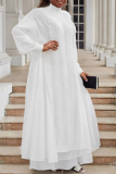 Red Cable Knit Turtleneck Balloon Sleeves Winter Long Sweater with Tulle Layered Hem Maxi Skirt Two Piece Dress Set
