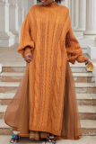 Red Cable Knit Turtleneck Balloon Sleeves Winter Long Sweater with Tulle Layered Hem Maxi Skirt Two Piece Dress Set