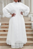 Red Cable Knit Turtleneck Balloon Sleeves Winter Long Sweater with Tulle Layered Hem Maxi Skirt Two Piece Dress Set