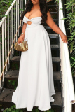 Black Sleeveless Backless Strapless Hollow Out Formal Evening Party Prom Pleated Tube Maxi Dresses