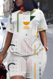 White Graphics Print Round Neck Short Sleeve T-shirt And Shorts Casual Two Pieces Matching Sets