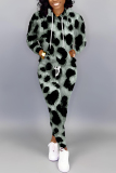 Multicolor Graphics Print Long Sleeve Hooded Sweatshirts And Drawstring Pants Two Pieces Sportwear Casual Sweatsuits Sets