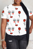 White Green Graphics Print O Neck Short Sleeve Casual Outing Oversize T-Shirts