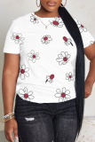 White Green Graphics Print O Neck Short Sleeve Casual Outing Oversize T-Shirts