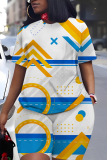 White Graphics Print Round Neck Short Sleeve T-shirt And Shorts Casual Two Pieces Matching Sets