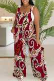 Purple Casual Floral Print Backless Sleeveless Square Neck Overall Vacation Wide Leg Jumpsuits