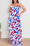 Green The Stars Floral Print V Neck Sleeveless Backless Pocket Floor Length Vacation Baggy Sundress Maxi Slip Dress