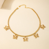 Glod Hollow Chains Butterfly Pendant Necklaces