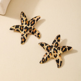 Leopard Print Starfish Casual Earrings